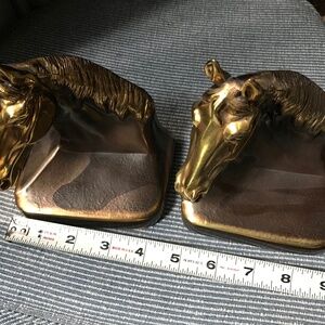Bronze  Plated Vintage horse head book ends